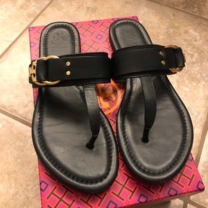 Tory Burch Marsden Black Thong Sandals